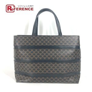 Celine Macadam Handbag Shoulder Bag Tote Black Leather